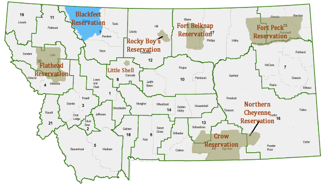Montana Reservations Map - Blackfeet